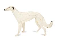 A Victorian Painted Iron Greyhound Doorstop and a Painted Wood Basket Doorstop