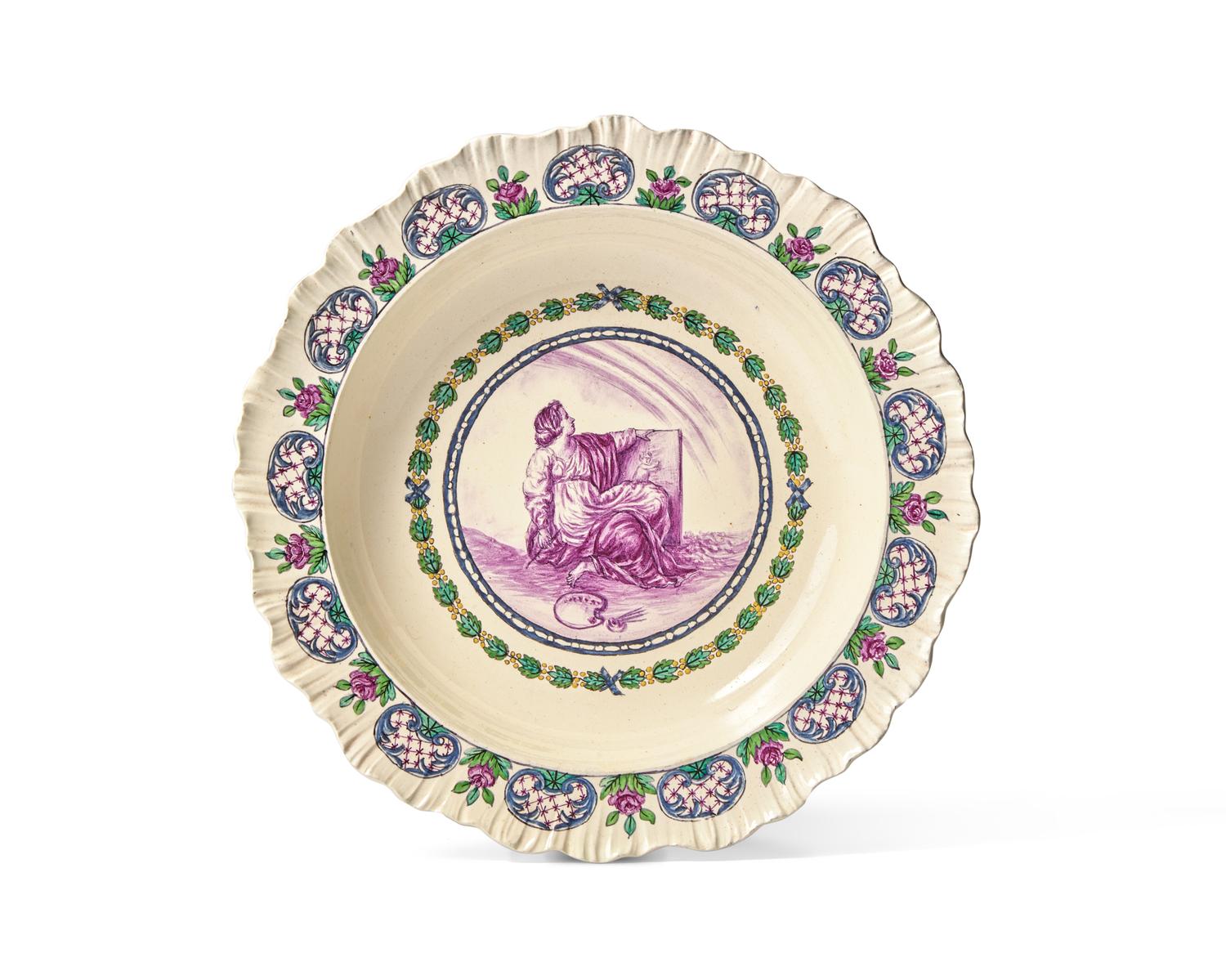 A Wedgwood Polychrome Painted Soup Plate