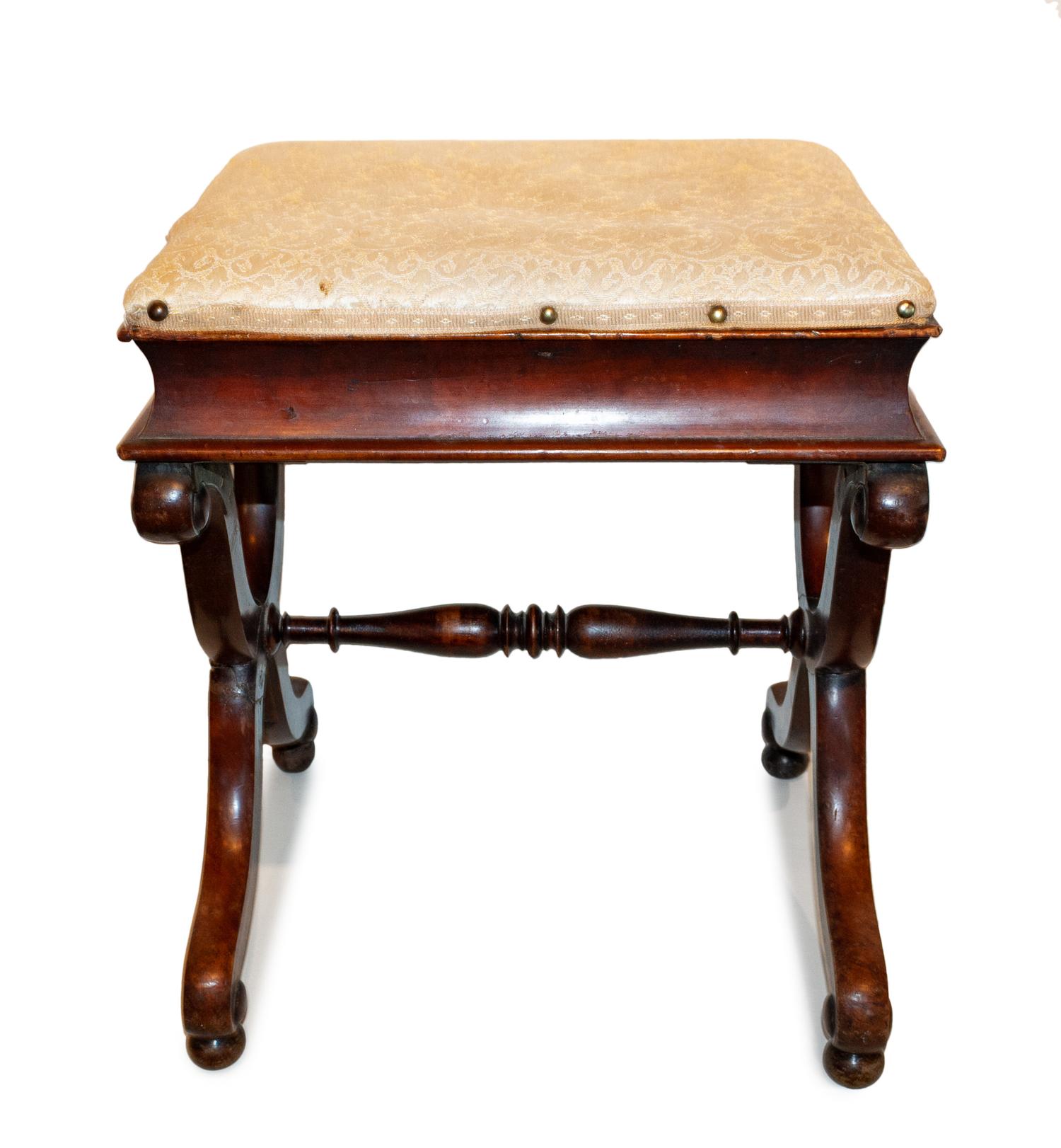 A Continental Mahogany X-Form Stool