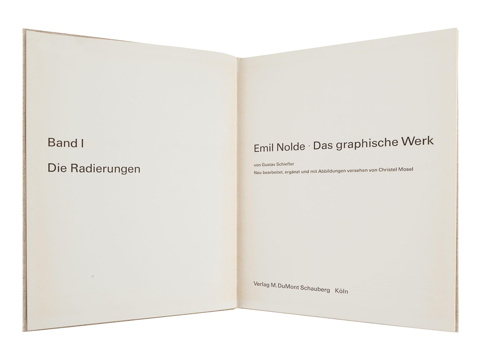 [NOLDE, Emil (1867-1956)]. SCHIEFLER, von Gustav. Emil Nolde: Das Graphische Werk. Band I: Die Radierungen; Band II: Holzschnitte und Lithographien. Cologne: Verlag M. DuMont Schauberg, 1967.