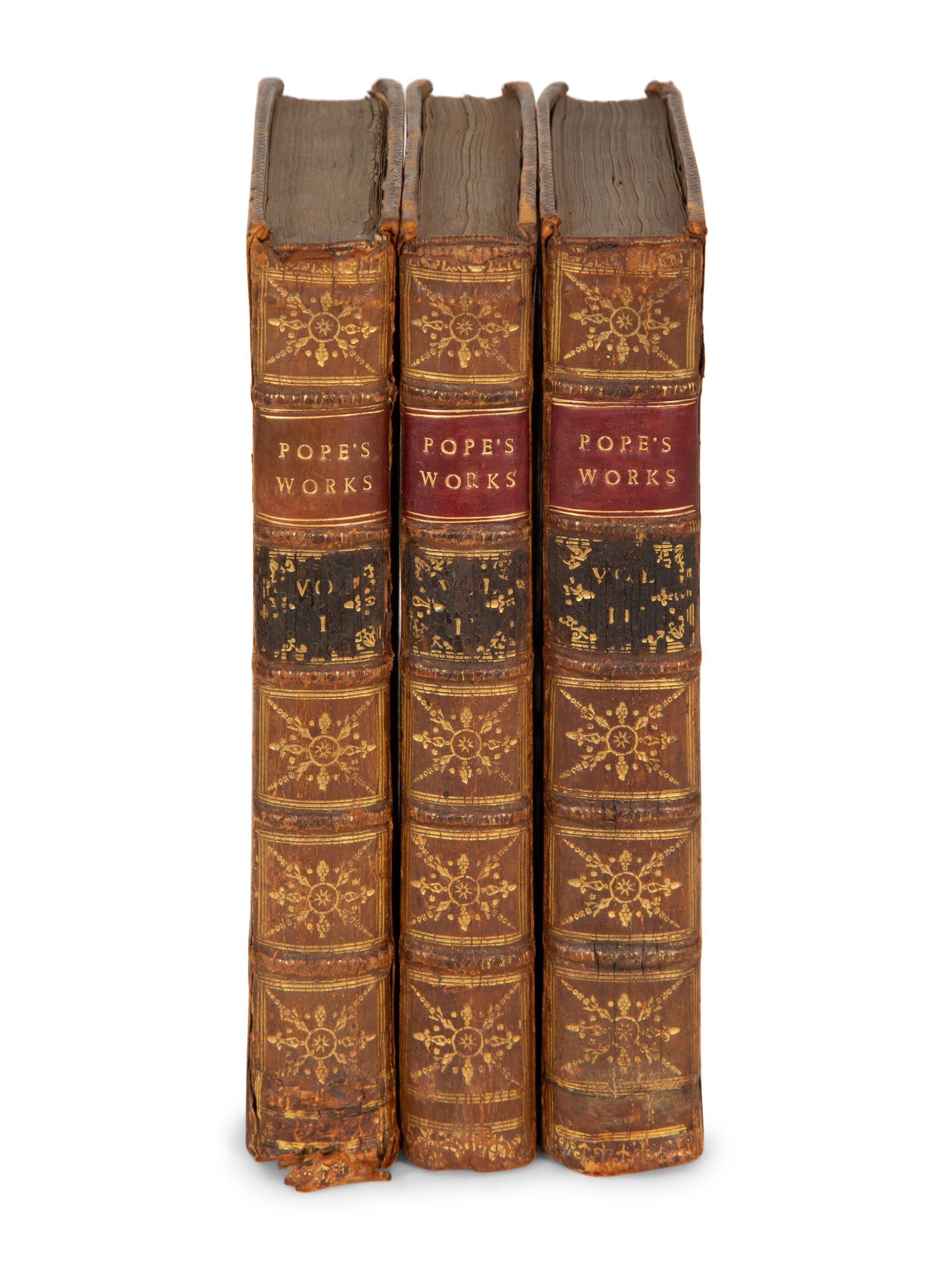 BINDINGS: The Works of Alexander Pope, Esq. , Complete with his Last Corrections, Additions and Improvements, 9 volumes