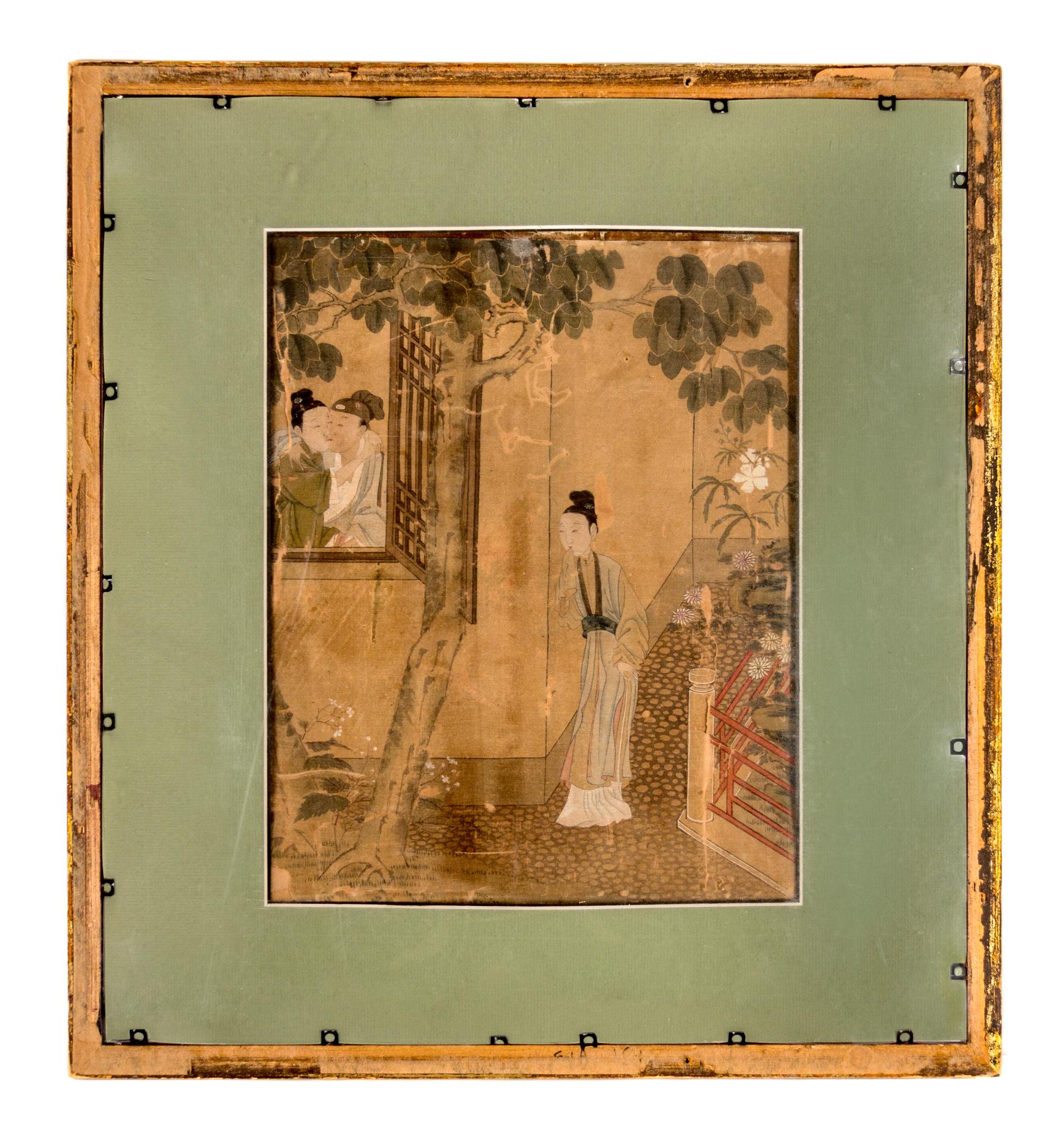Four Ink and Color Paintings on Silk Largest 10 1/2 x 12 inches (image). — 18TH CENTURY