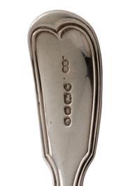 An English Silver Cranberry Spoon, Sauce Ladle and Slotted Ladle