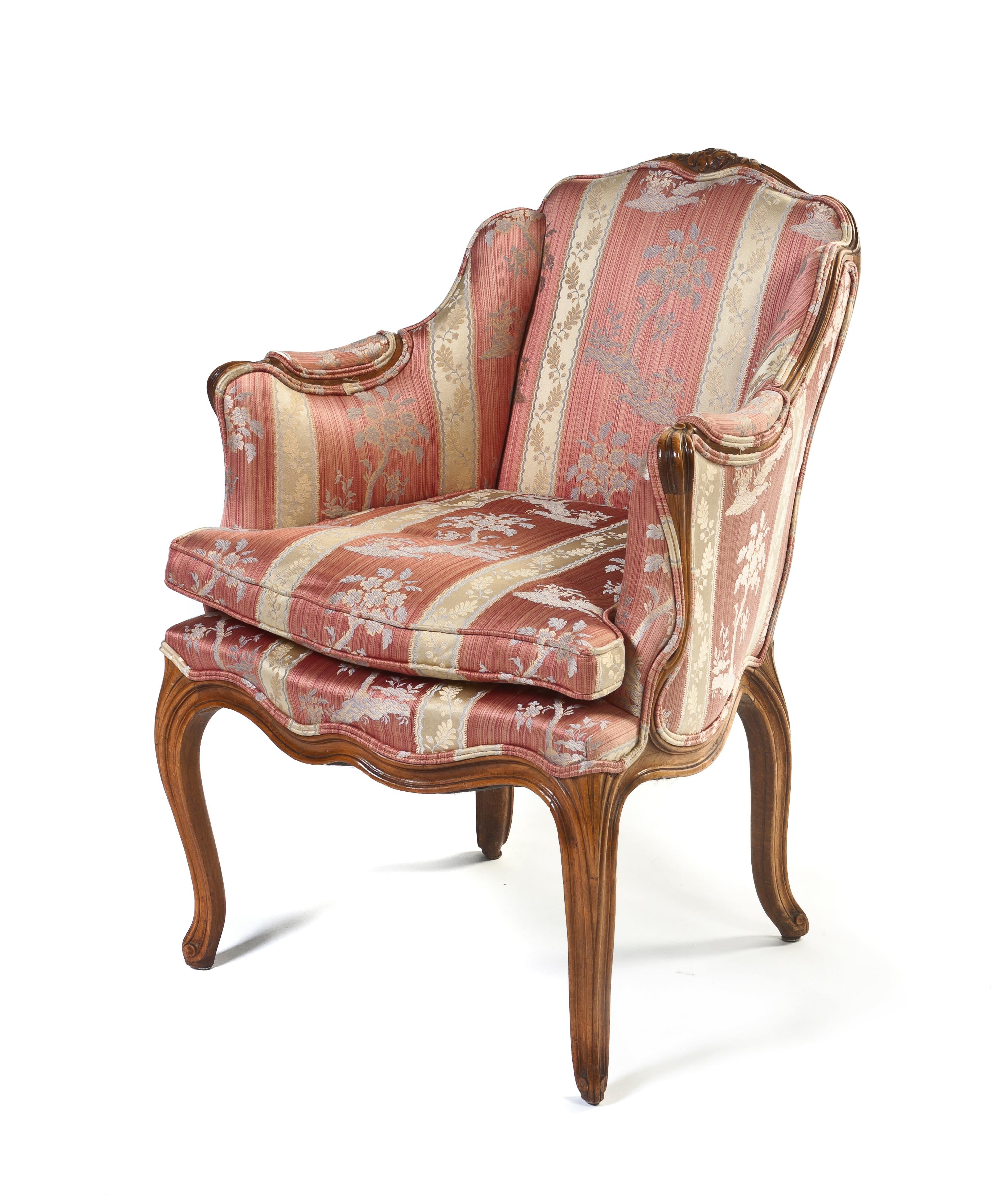 A Louis XV Style Oak Bergere, Height 29 1/2 inches.