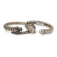 David Yurman and John Hardy, Two Sterling Silver and Multigem Cuff Bracelets