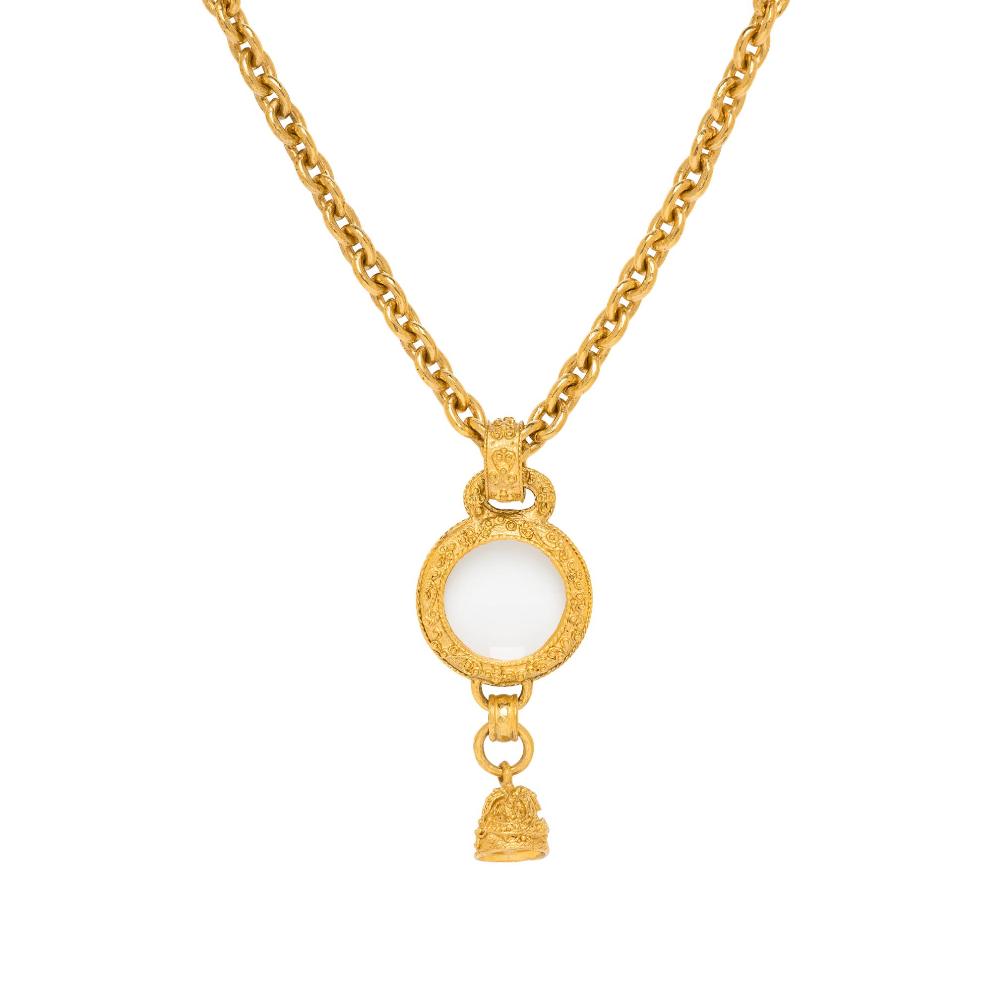 Chanel, Magnifying Glass & Bell Charm Pendant Necklace