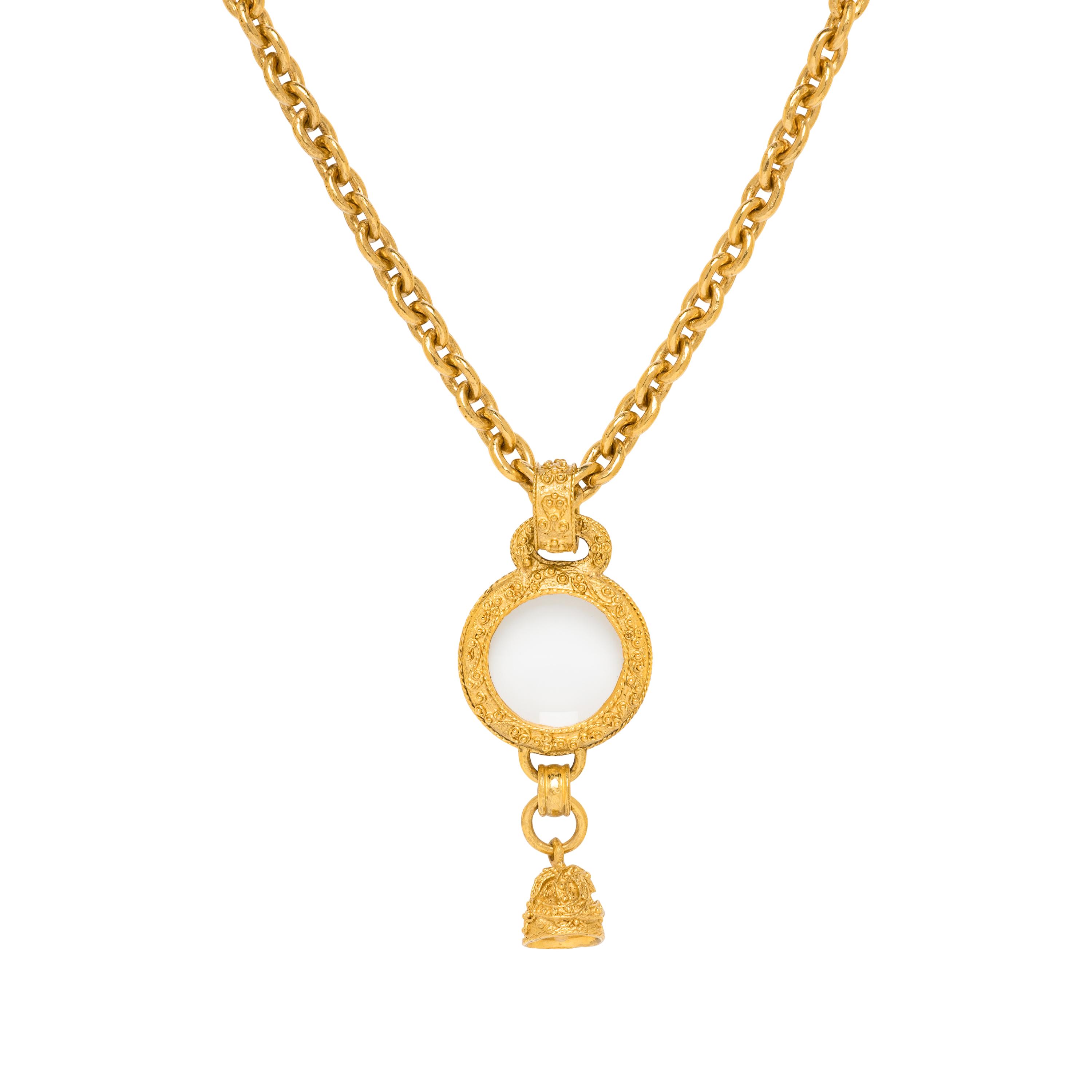 Chanel, Magnifying Glass & Bell Charm Pendant Necklace