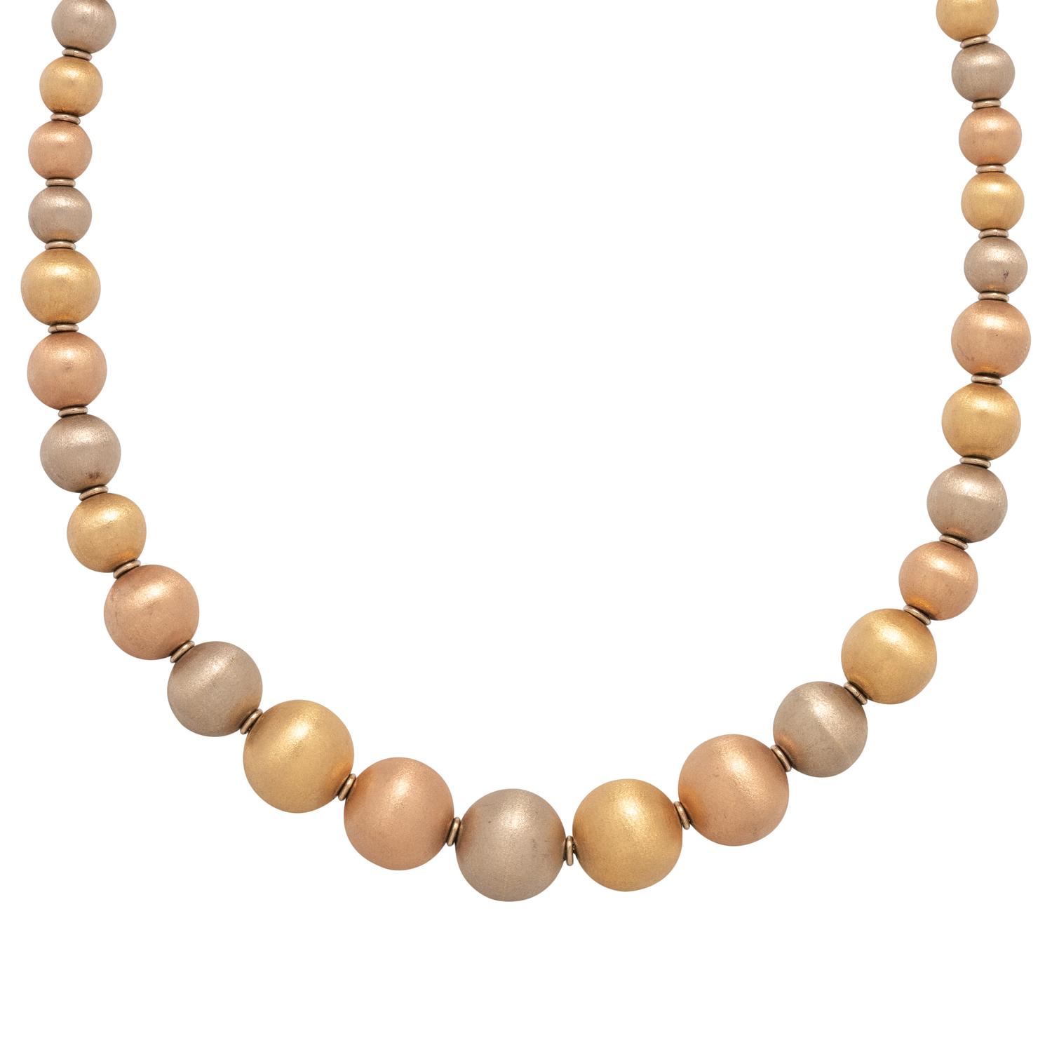 LA PEPITA, TRICOLOR GOLD BEAD NECKLACE