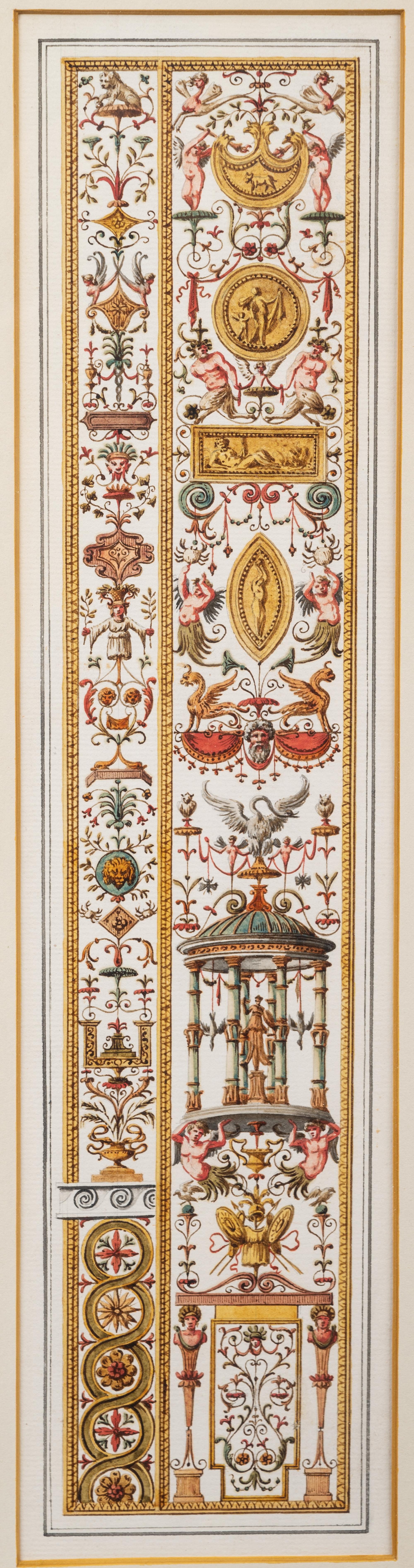 A Set of Eight Neoclassical Watercolor Illustrations