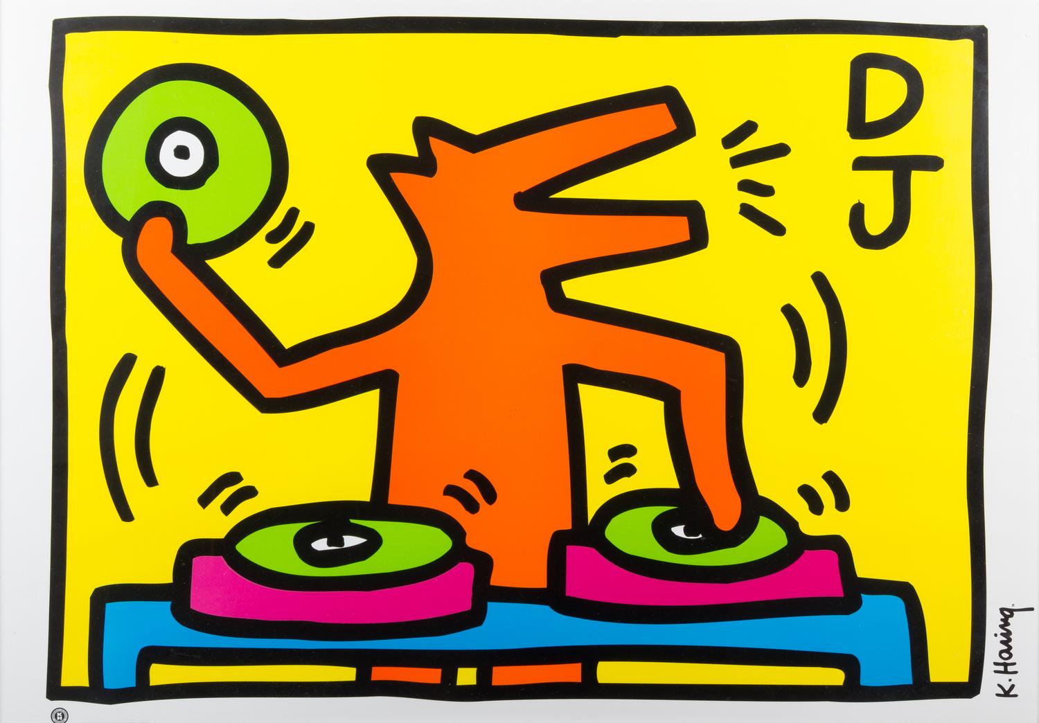 A Keith Haring Poster Height 34 x width 23 3/4 inches.