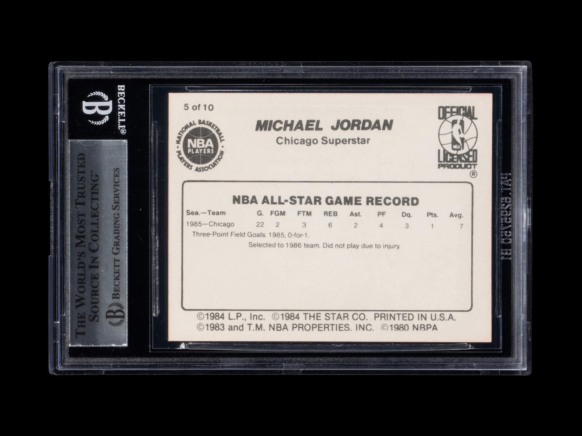 A 1986 Star Michael Jordan Set Break Basketball Card No. 5 1985 All Star (BGS 9 MINT)