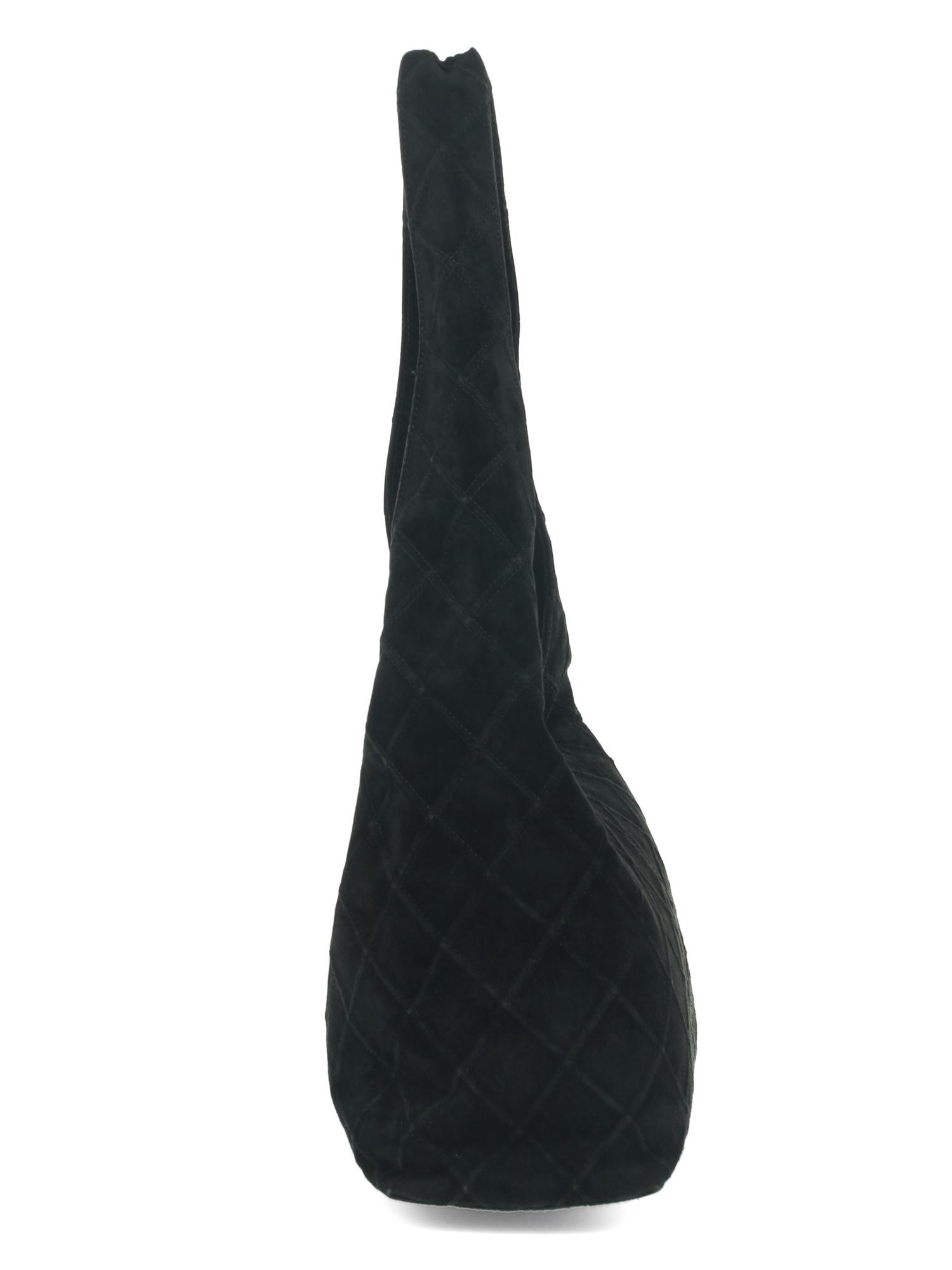 Chanel Black Suede Shoulder Hobo Bag