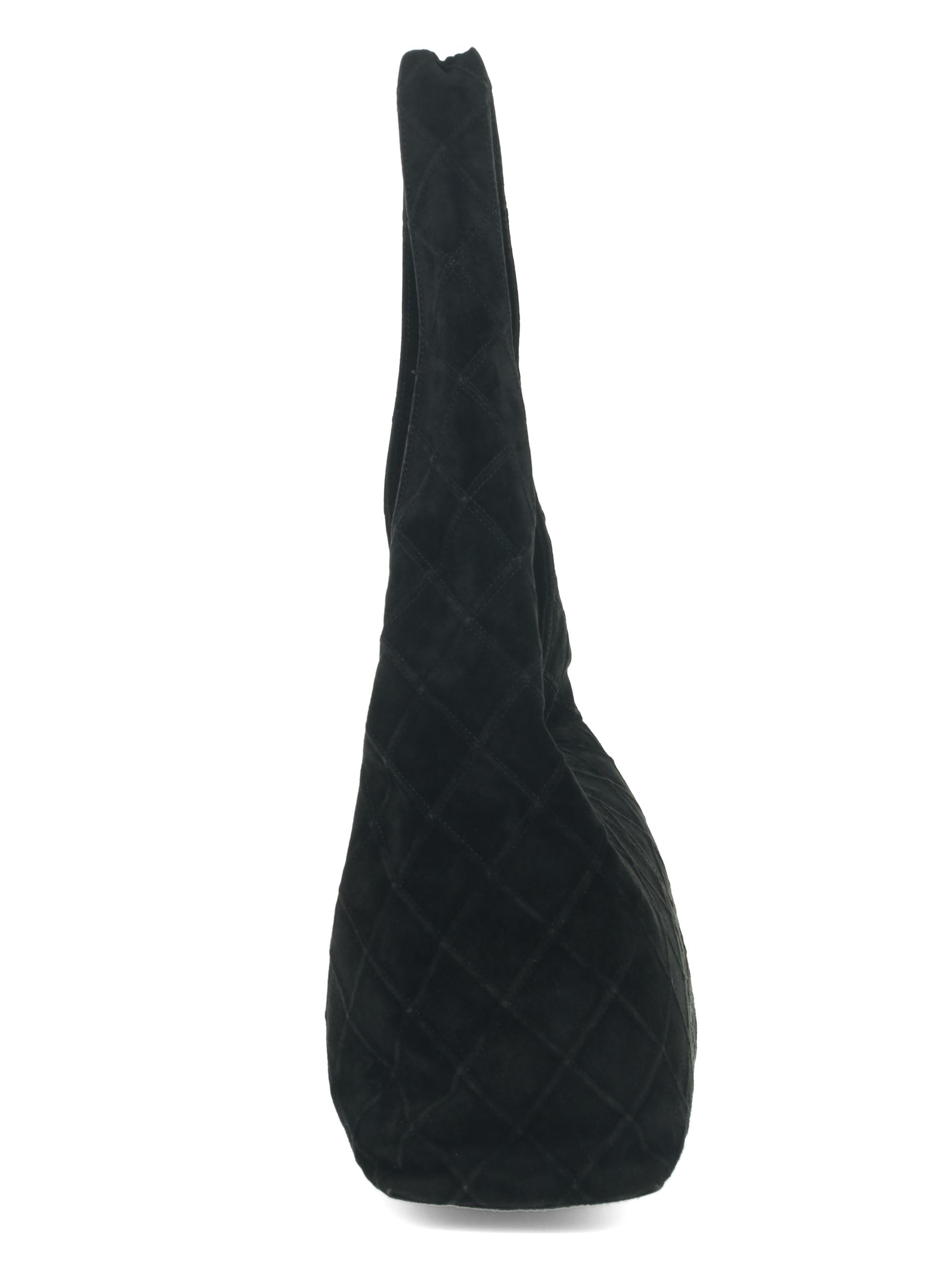 Chanel Black Suede Shoulder Hobo Bag