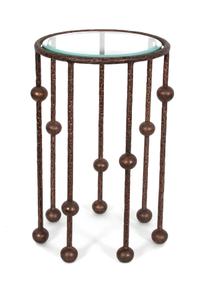 A Modern Wrought Iron Knot-Form and Glass Top Side Table Height 25 x diameter 15 inches. — 20TH CENTURY