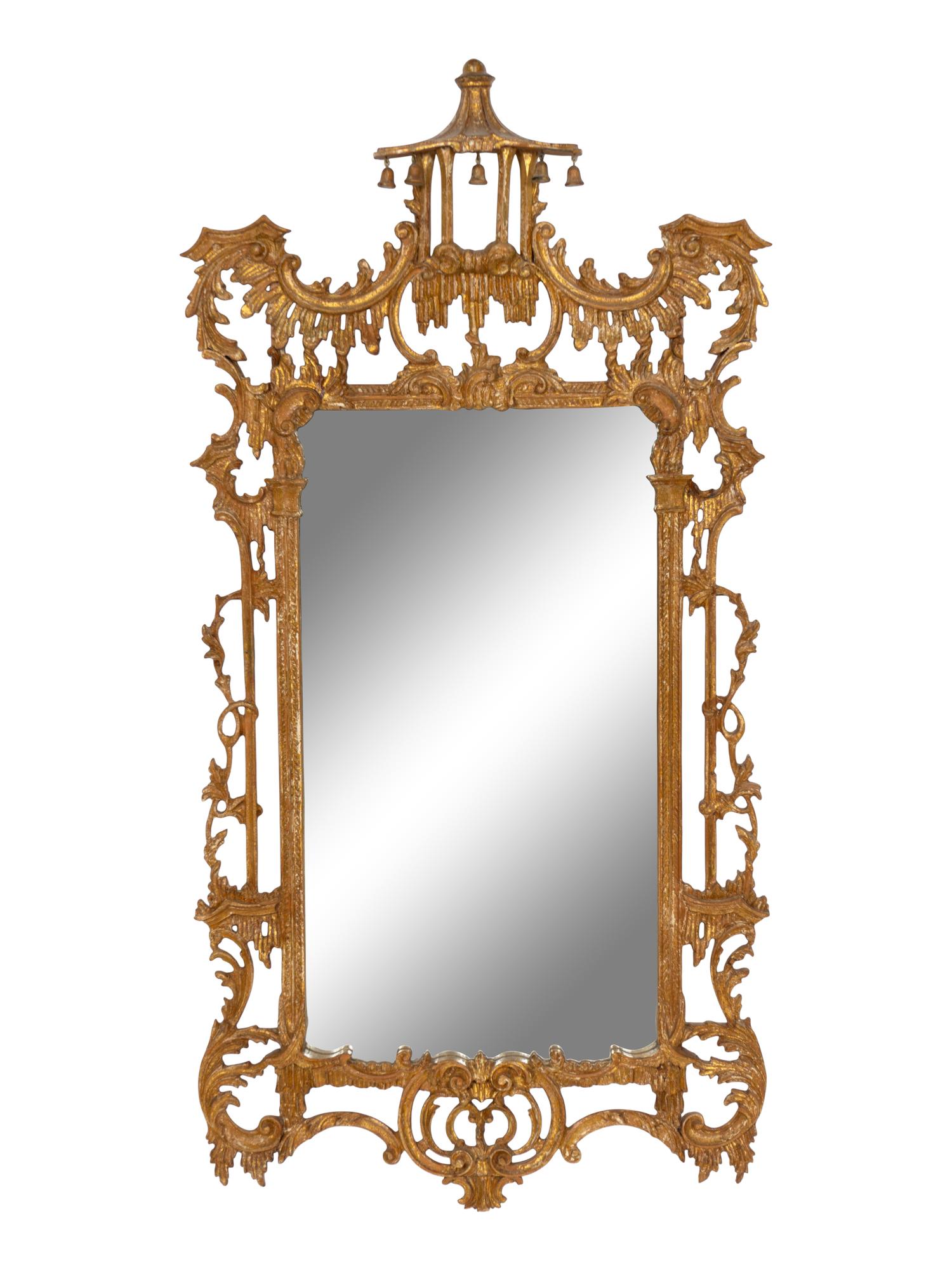 A Pair of Chinese Chippendale Style Giltwood Mirrors