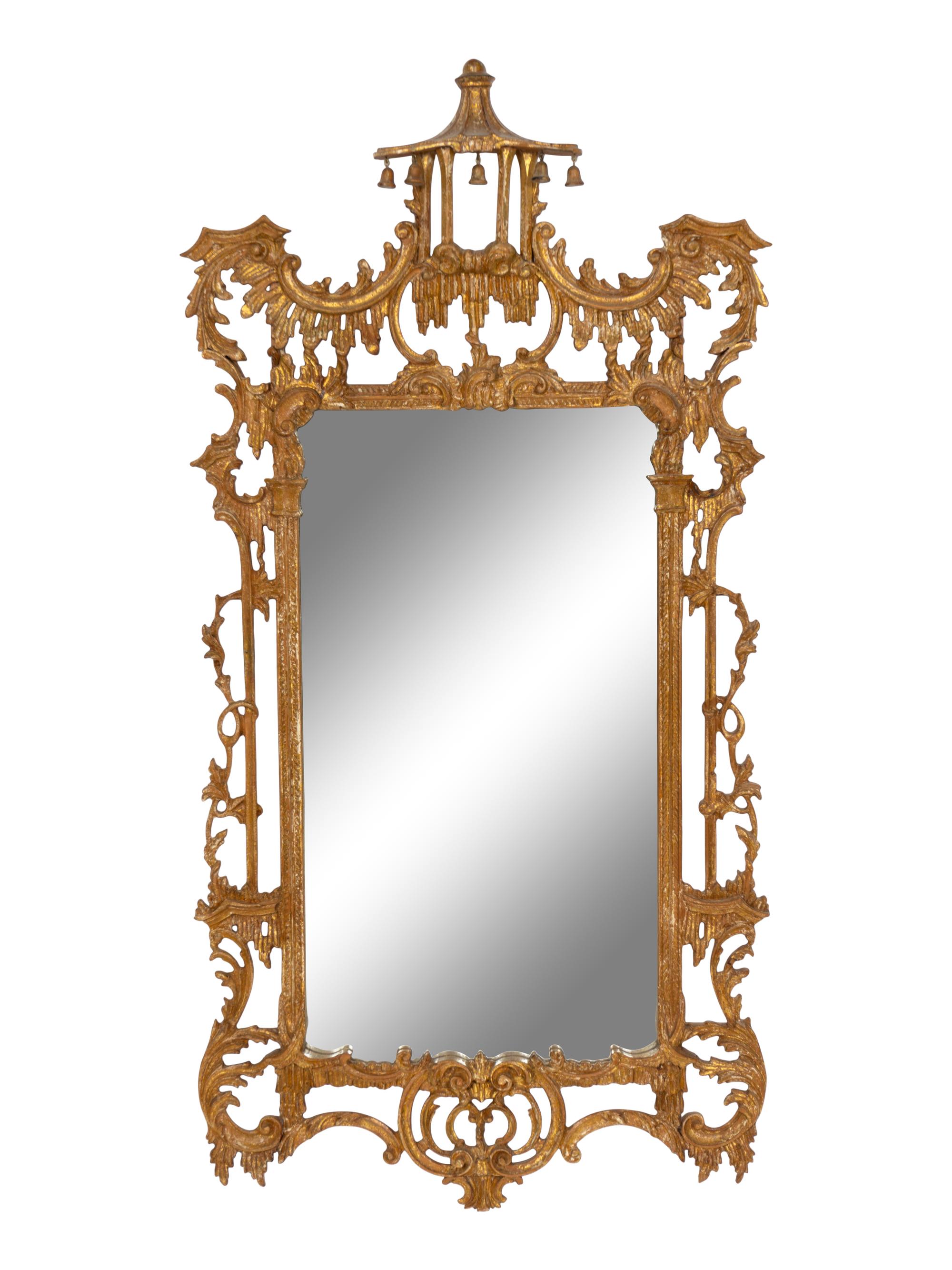 A Pair of Chinese Chippendale Style Giltwood Mirrors
