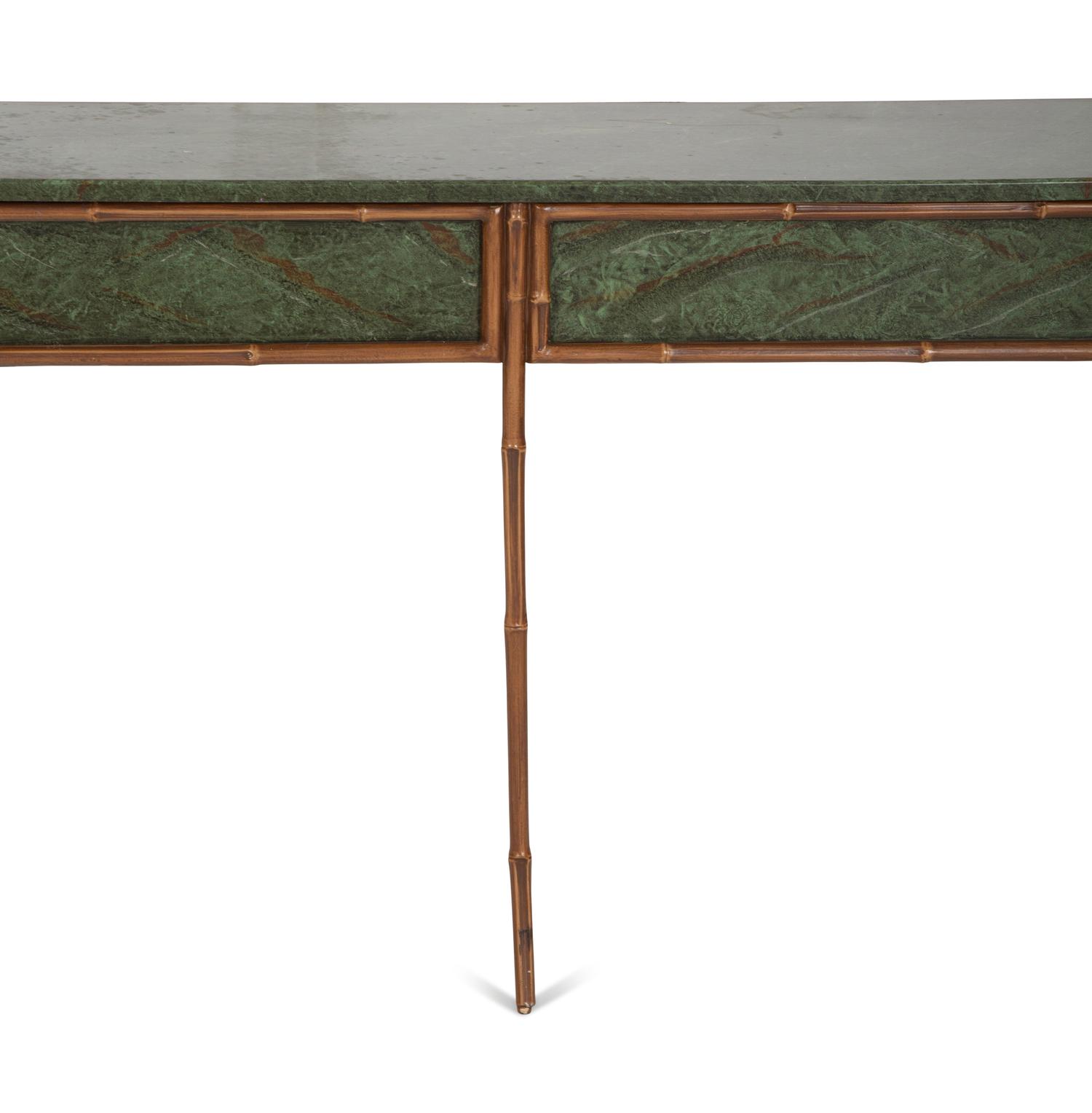 A Faux Bamboo and Faux Marble Painted Long Wall Console