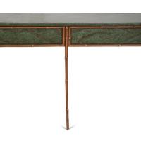 A Faux Bamboo and Faux Marble Painted Long Wall Console