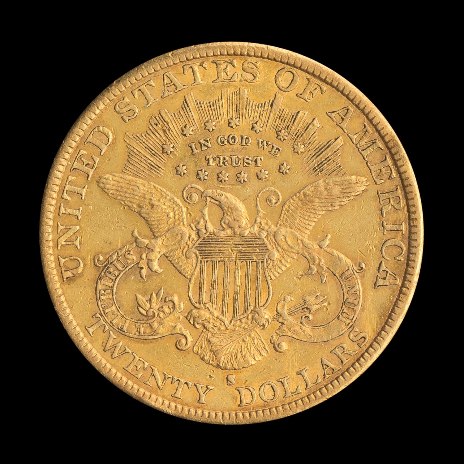 A United States 1889-S Liberty Head $20 Gold Coin