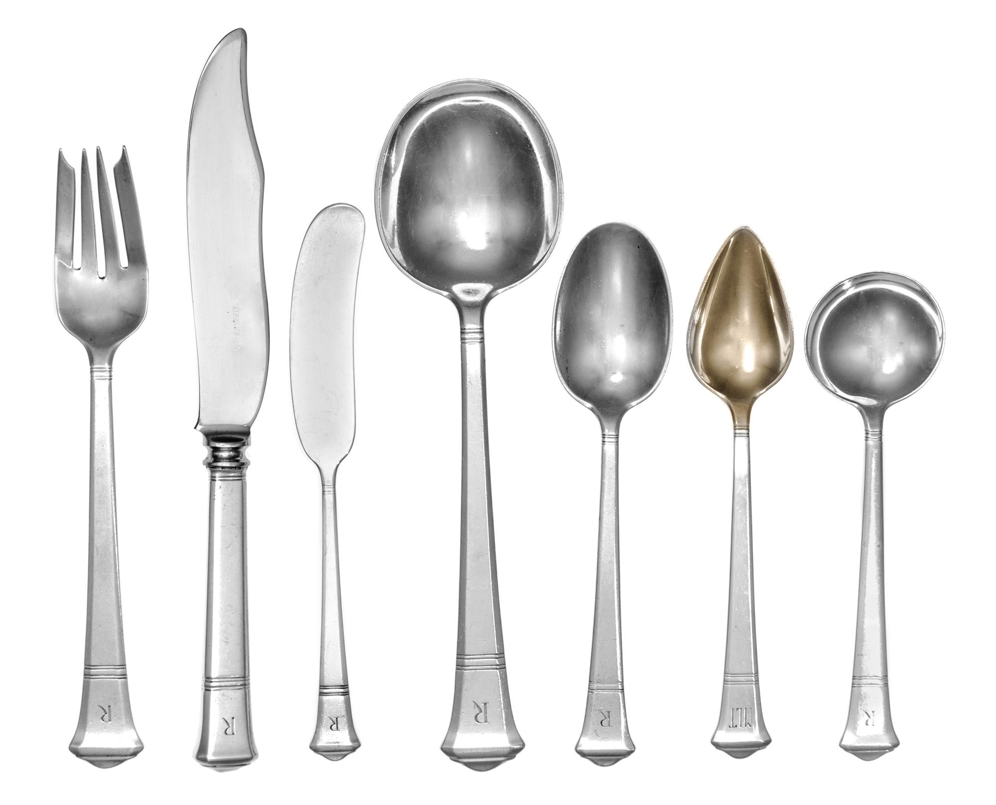 An American Silver Flatware Service, Tiffany & Co., New York, NY, 20th Century, Windham pattern, comprising: 12 dinner knives 12 lunche