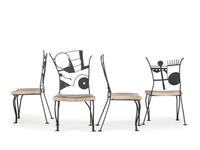 A Set of Four Post-Modern Painted Wrought Iron Chairs