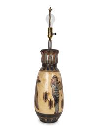 A French Polychrome Glazed Stoneware Vase with Egyptian Motif signed Dubois — 20TH CENTURY