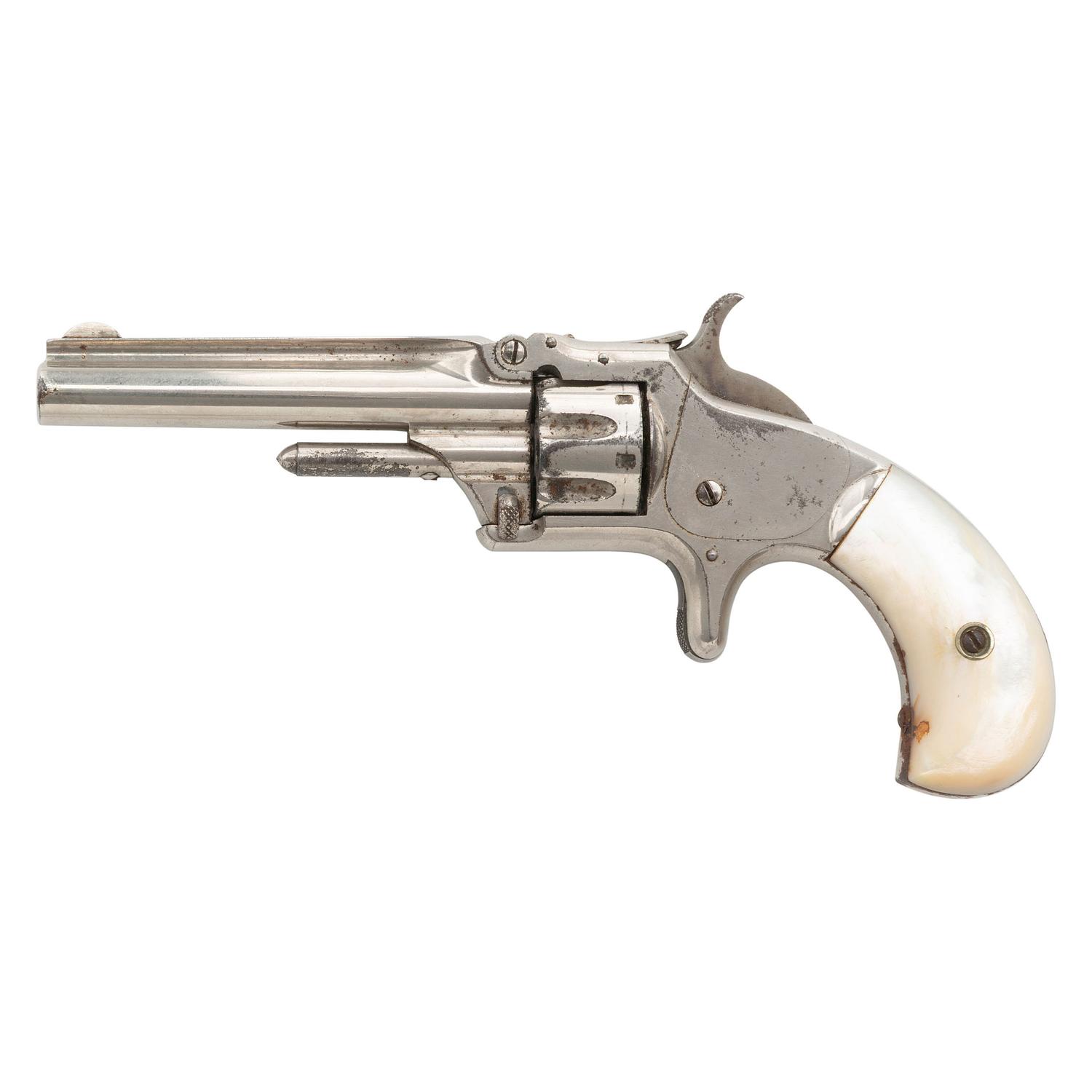 Smith & Wesson Model 1 3rd Issue Nickel Revolver with Pearl Grips