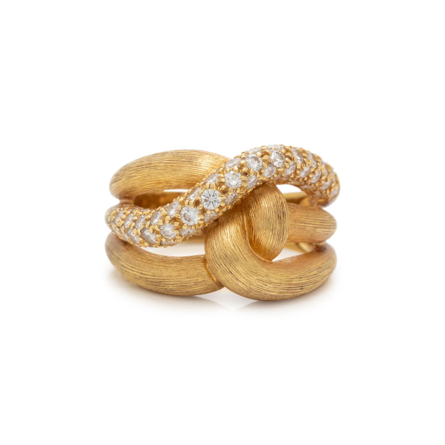 HENRY DUNAY, YELLOW GOLD AND DIAMOND RING
