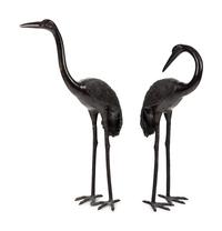 A Large Japanese Bronze Group of Two Cranes
