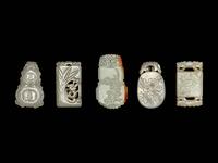 Five Chinese White and Pale Celadon Jade Plaques