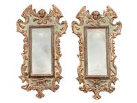 A Pair of Italian Painted and Gilt Gesso Mirrors — 19TH CENTURY