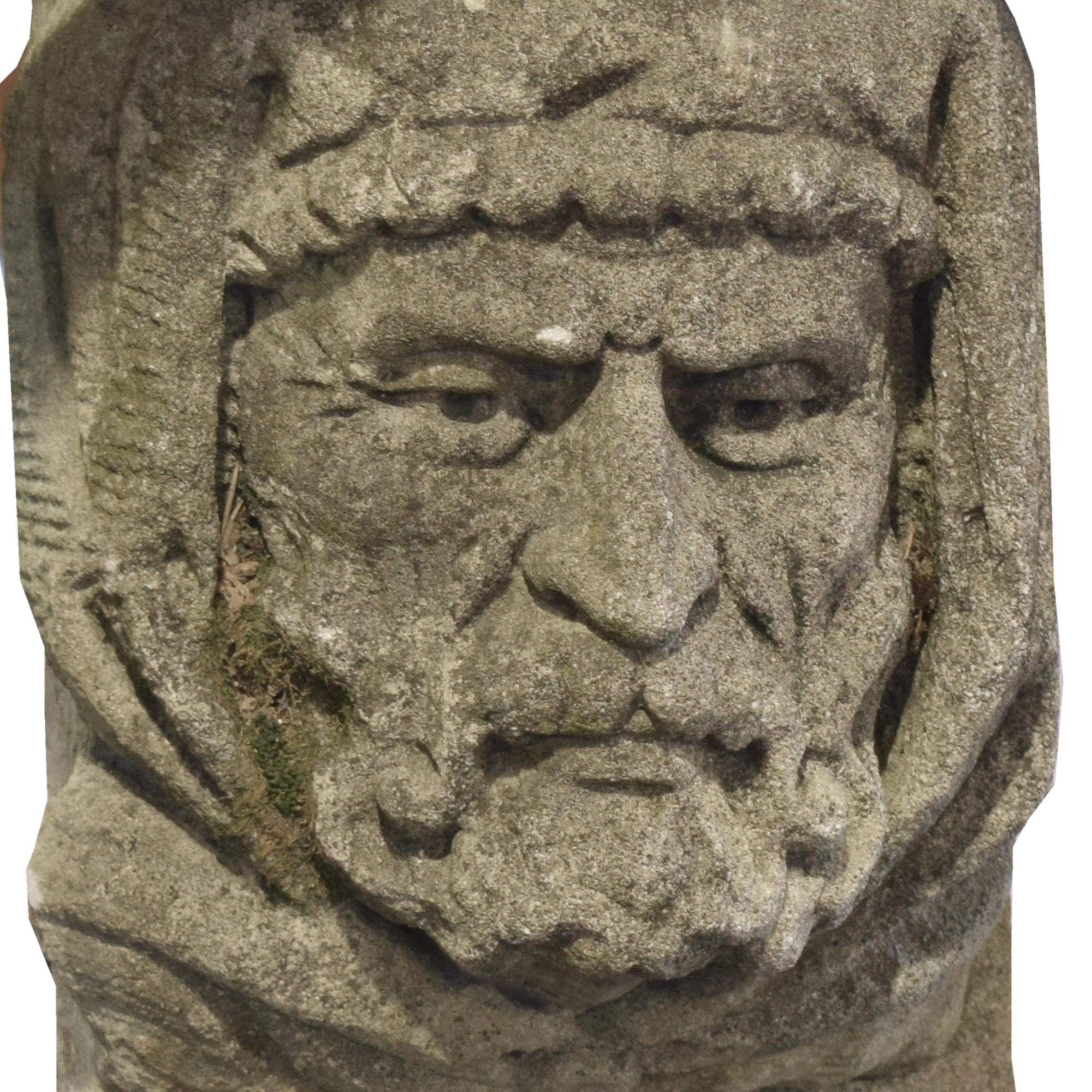 A Pair of Carved Limestone Facade Ornaments 9" W x 6" D x 15.5" H — United States, Circa 1910