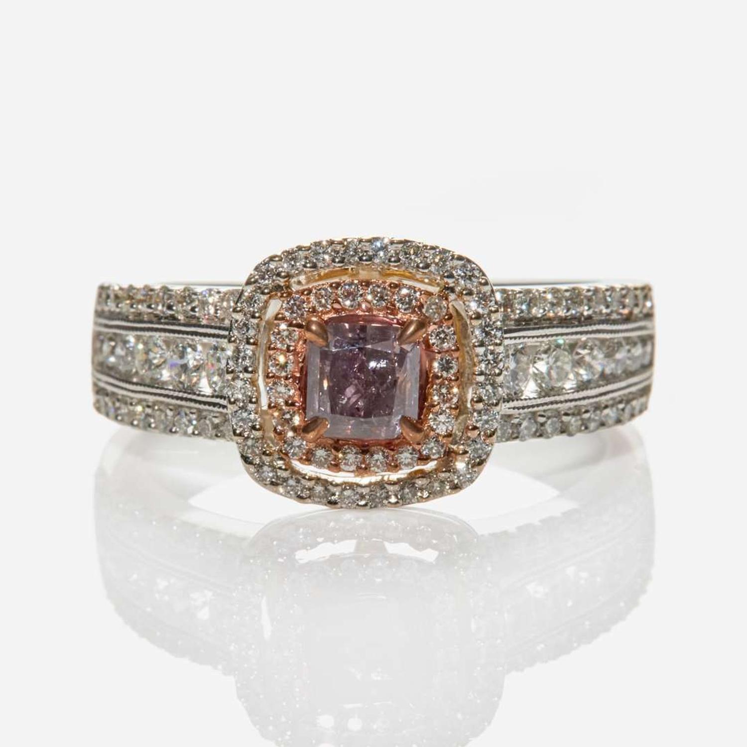 A White Gold, Diamond, and Colored Diamond Ring