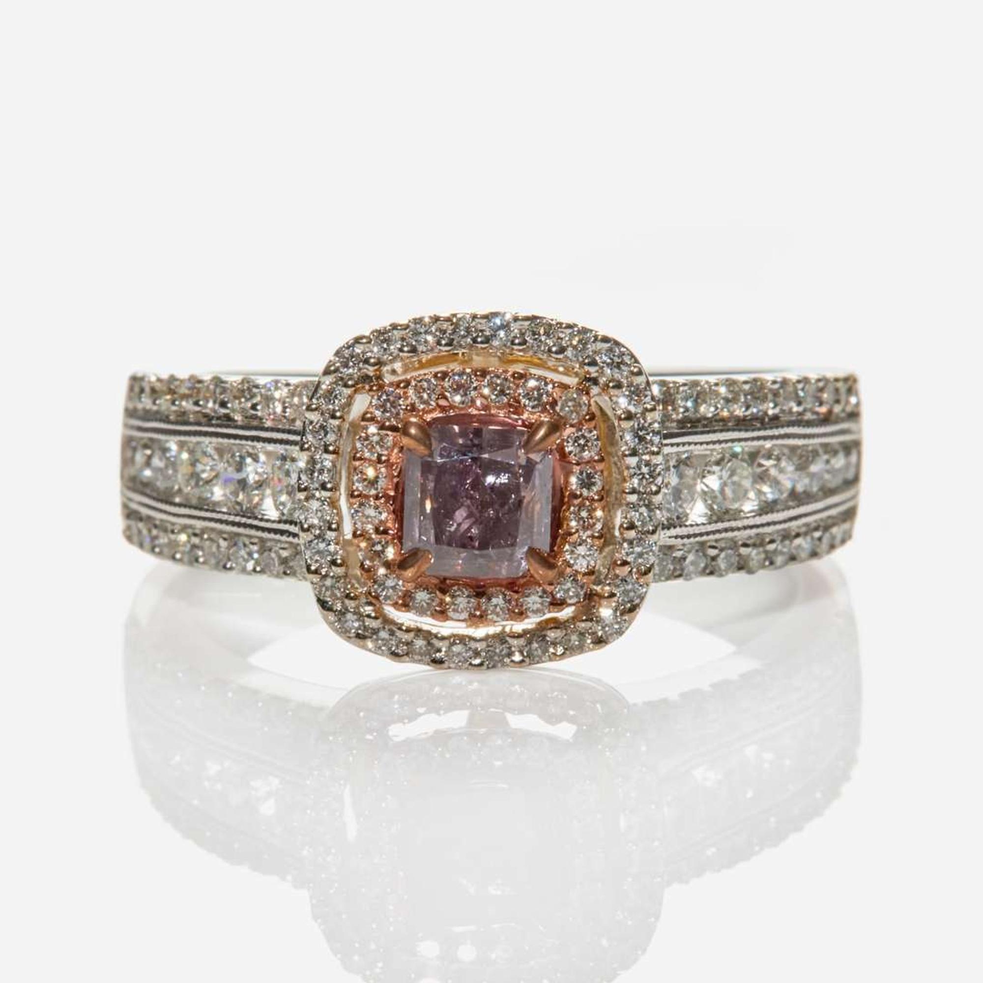A White Gold, Diamond, and Colored Diamond Ring