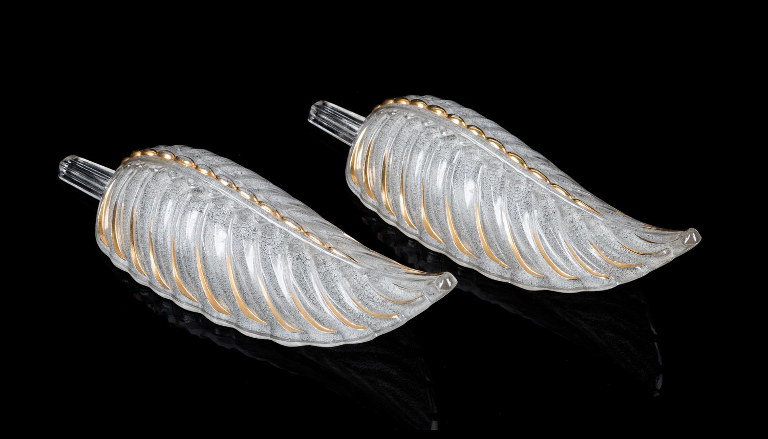 Art Deco, FRANCE, 1930s, a pair of Art Deco foliate sconces