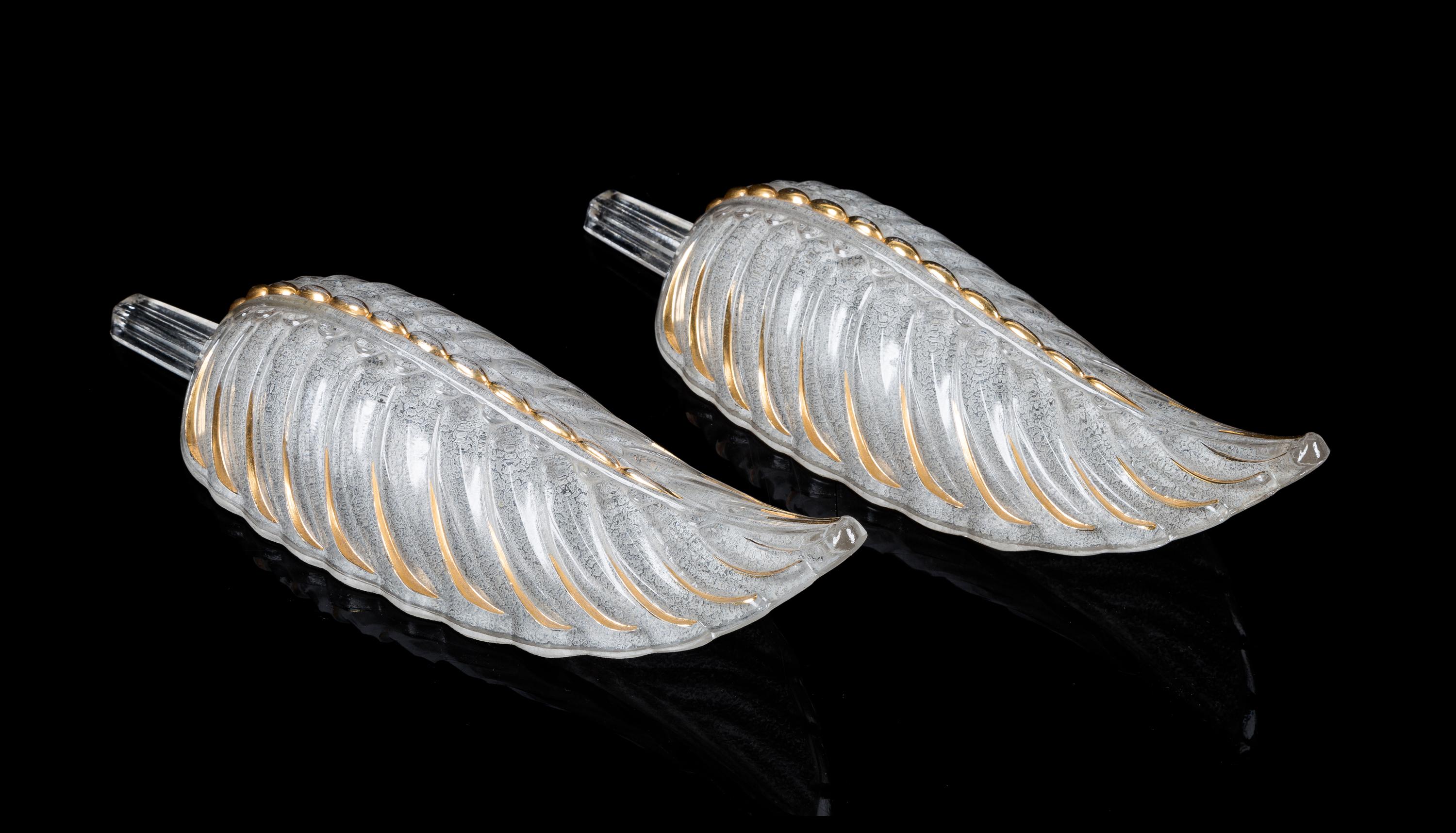 Art Deco, FRANCE, 1930s, a pair of Art Deco foliate sconces