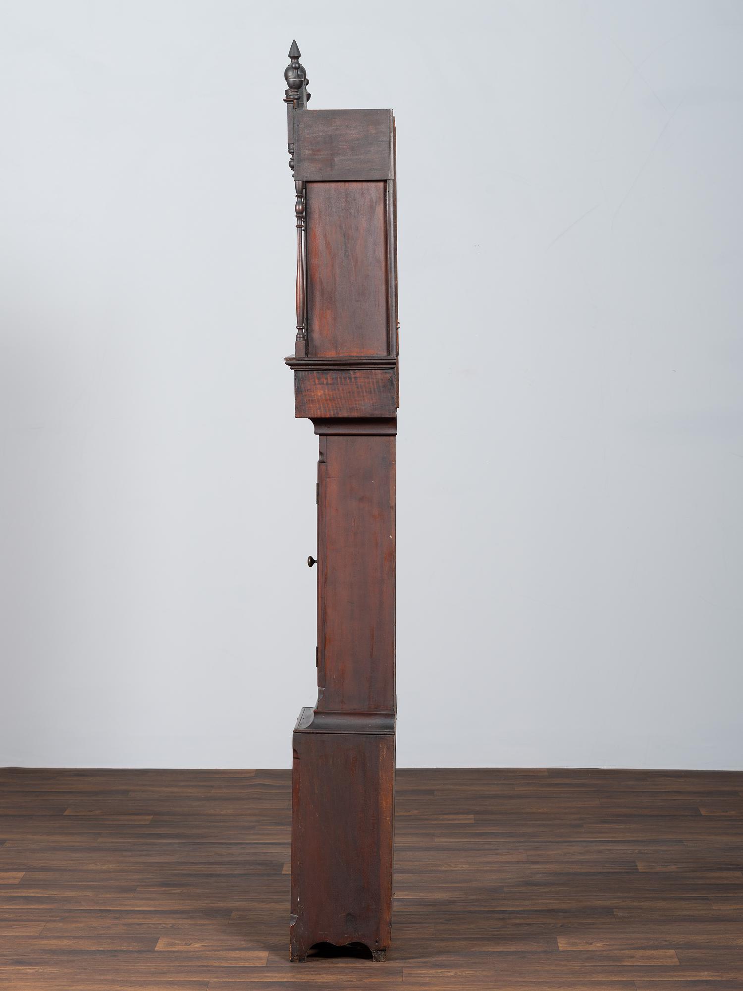 A Chippendale Cherrywood and Tiger Maple Tall Case Clock