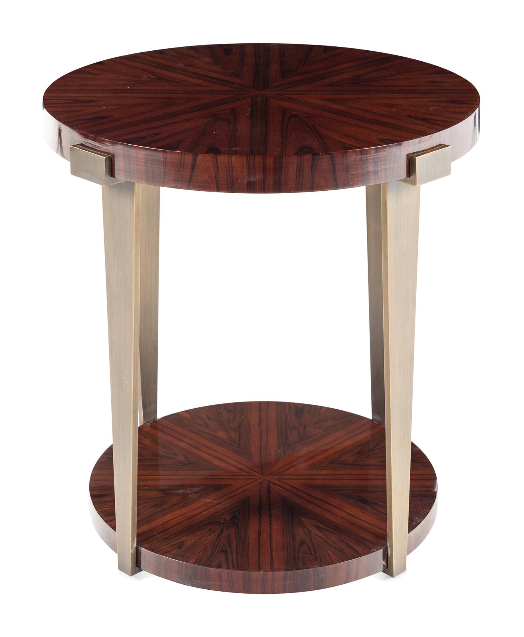 A Bolier Simulated Rosewood and Bronze Side Table