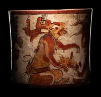 A Maya Polychrome Cylinder Vessel