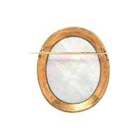 FRENCH, YELLOW GOLD AND SEED PEARL PORTRAIT BROOCH