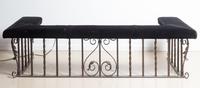 A Wrought Iron Club Fire Fender Height 19 1/2 x width 70 x depth 26 1/4 inches.