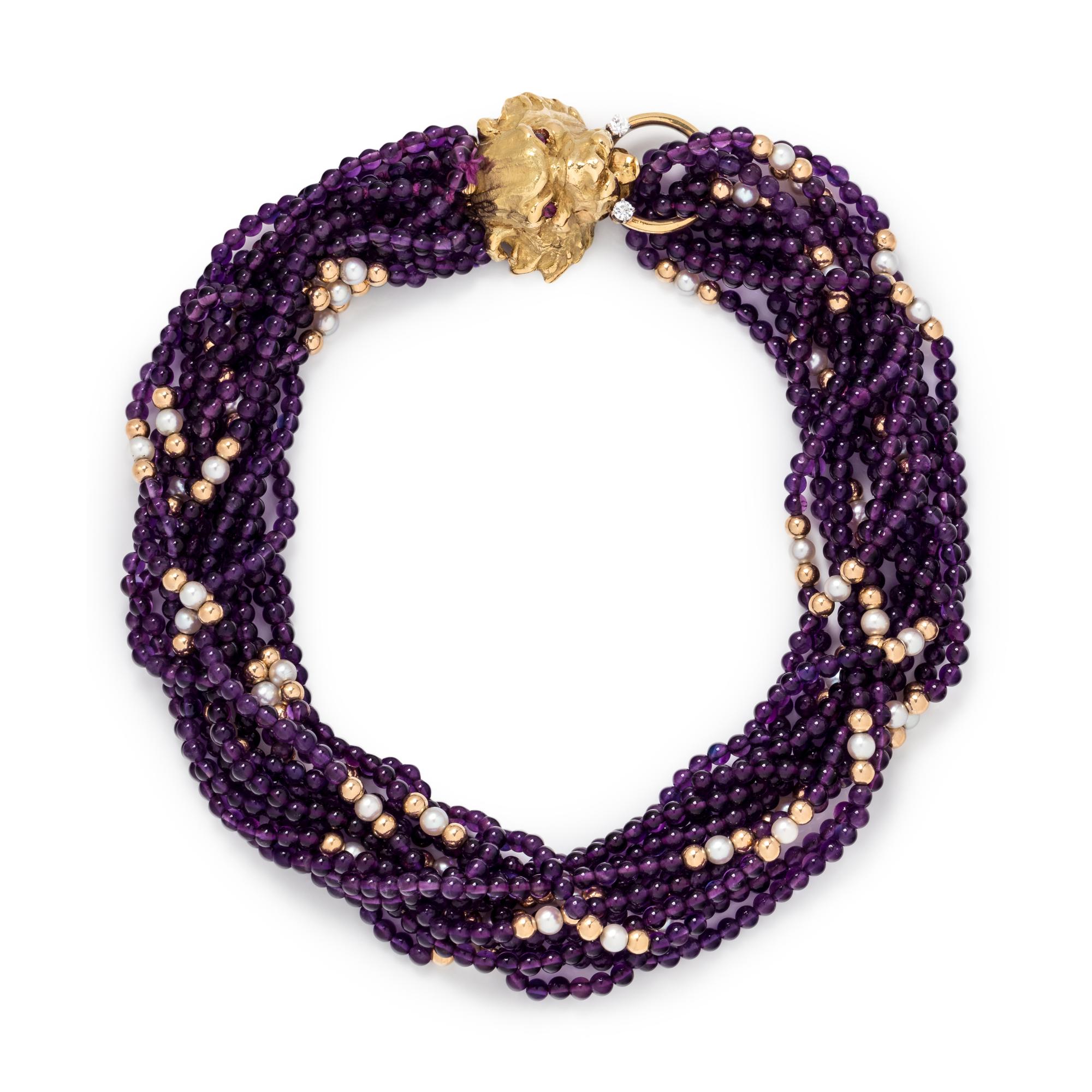 AMETHYST, CULTURED PEARL AND DIAMOND TORSADE NECKLACE