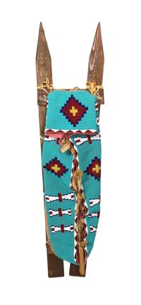 A Northern Plains Style Beaded Cradle on Tacked Slats length overall 42 inches