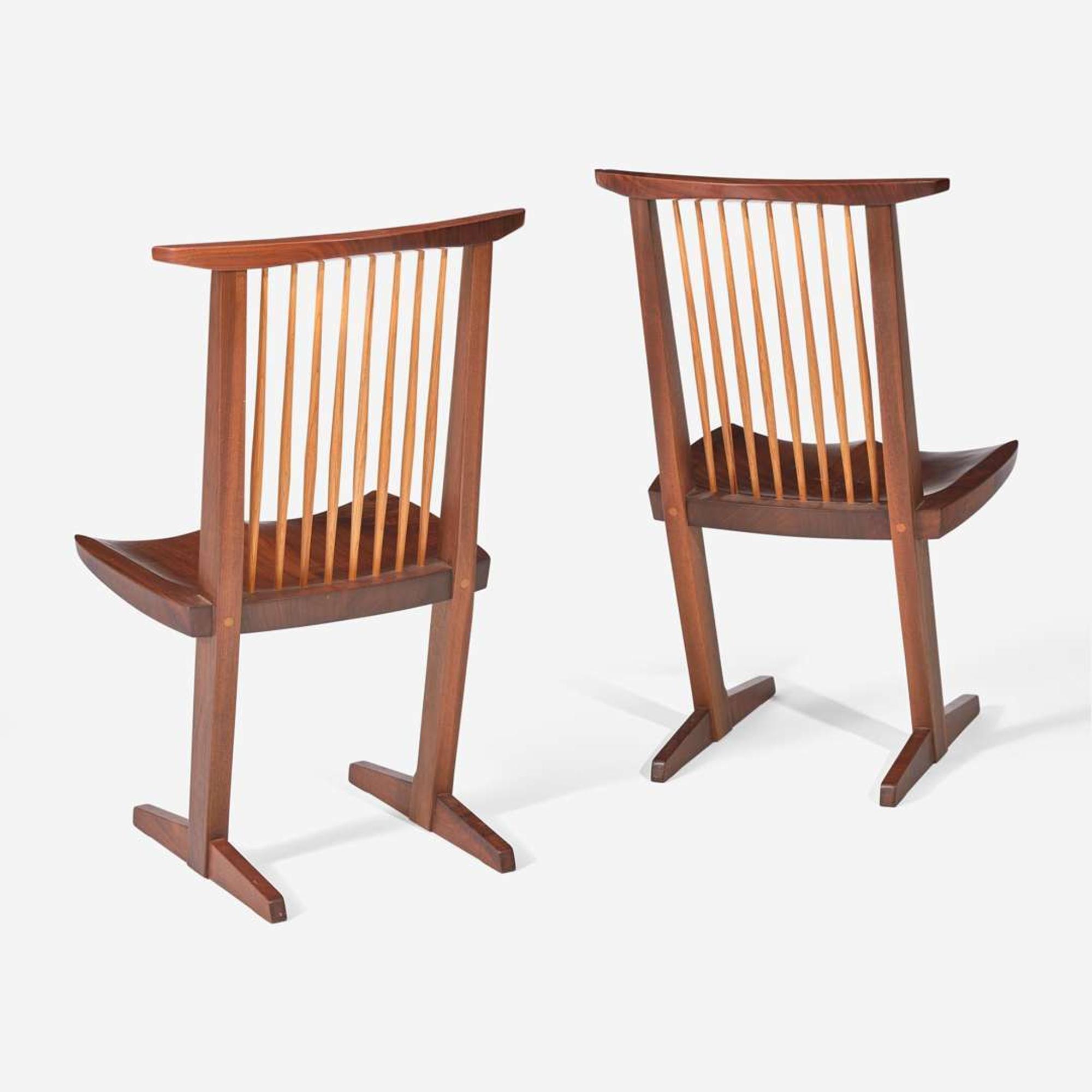 George Nakashima (American, 1905-1990) Pair of "Conoid" Dining Chairs, New Hope, Pennsylvania, 1983