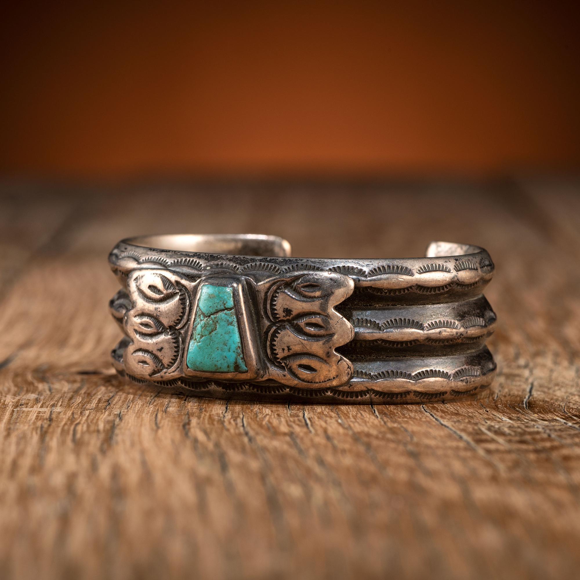 Navajo Silver and Turquoise Cuff Bracelet