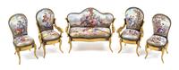 An Austrian Enameled Diminutive Parlor Set Width of first 3 1/4 inches. — 19TH/20TH CENTURY