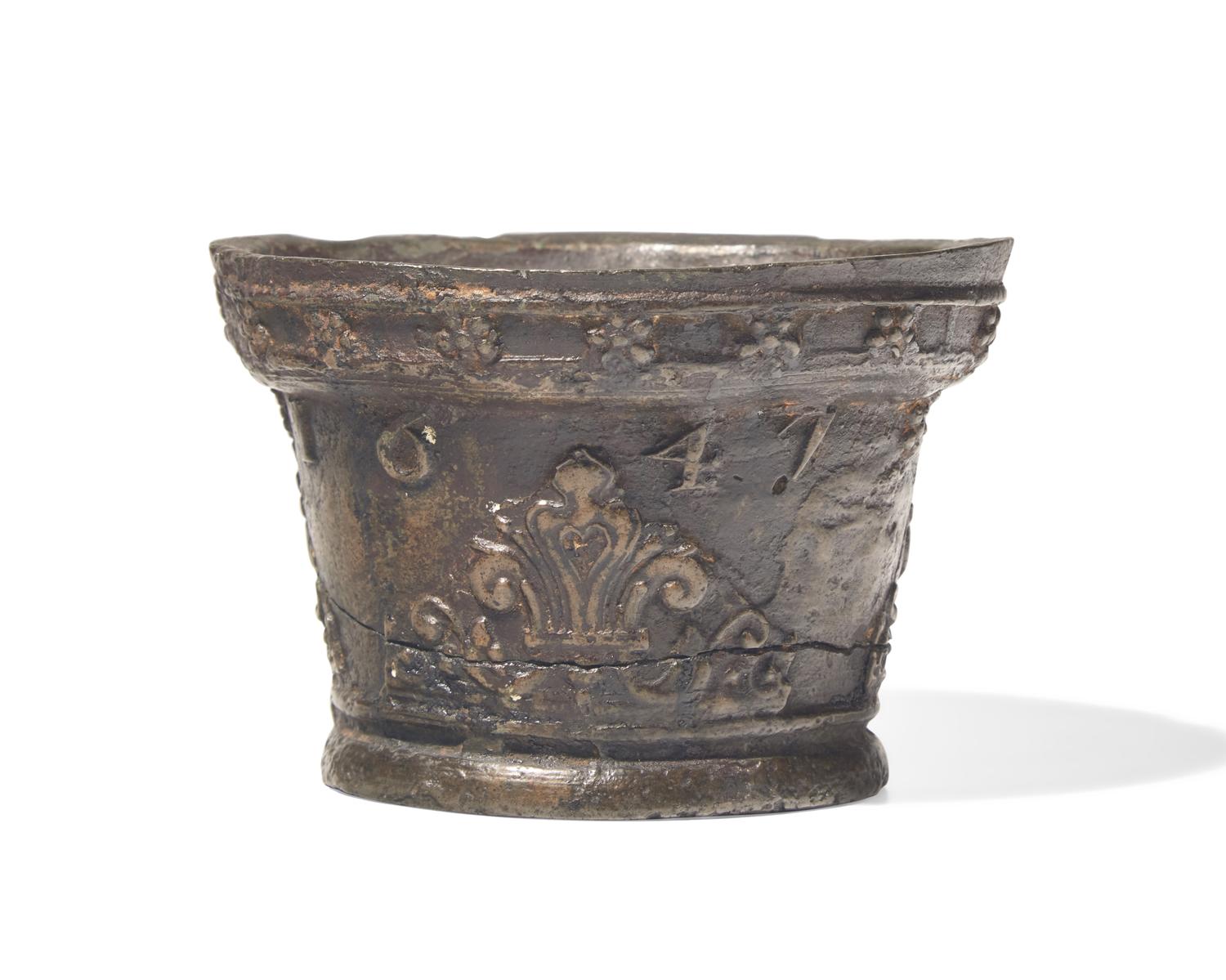 A Cast Bronze Mortar, French, Dated "1647"