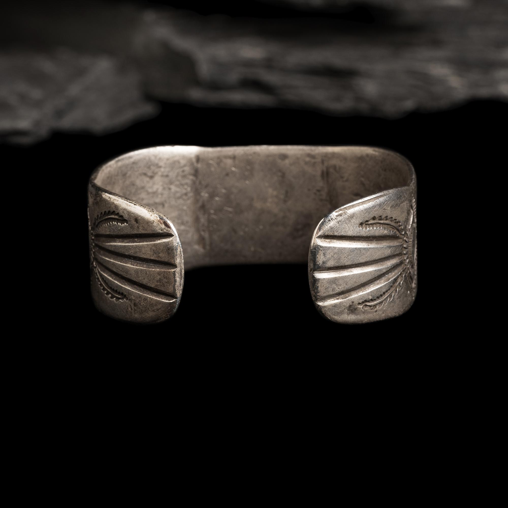 Navajo Ingot and Turquoise Cuff Bracelet