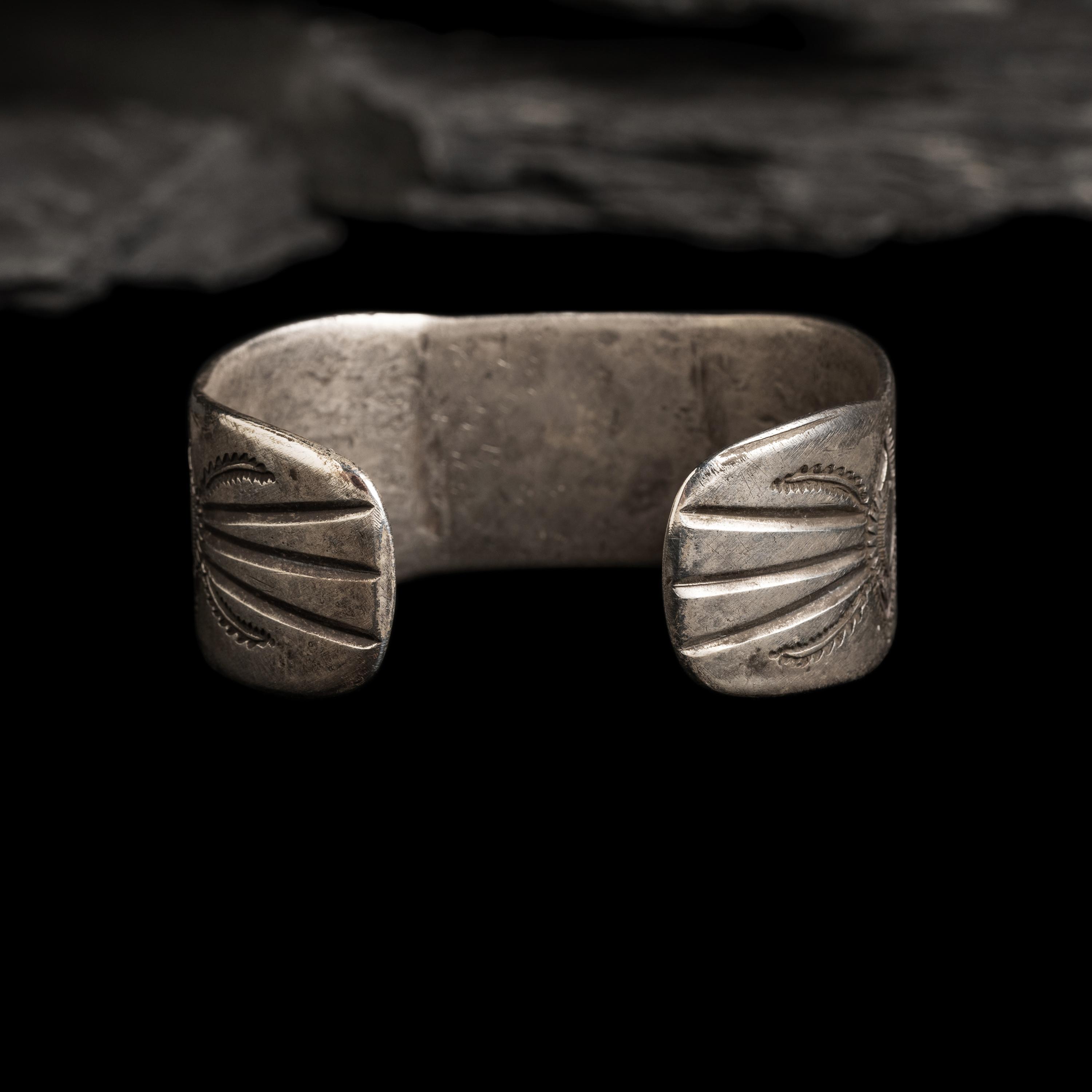 Navajo Ingot and Turquoise Cuff Bracelet
