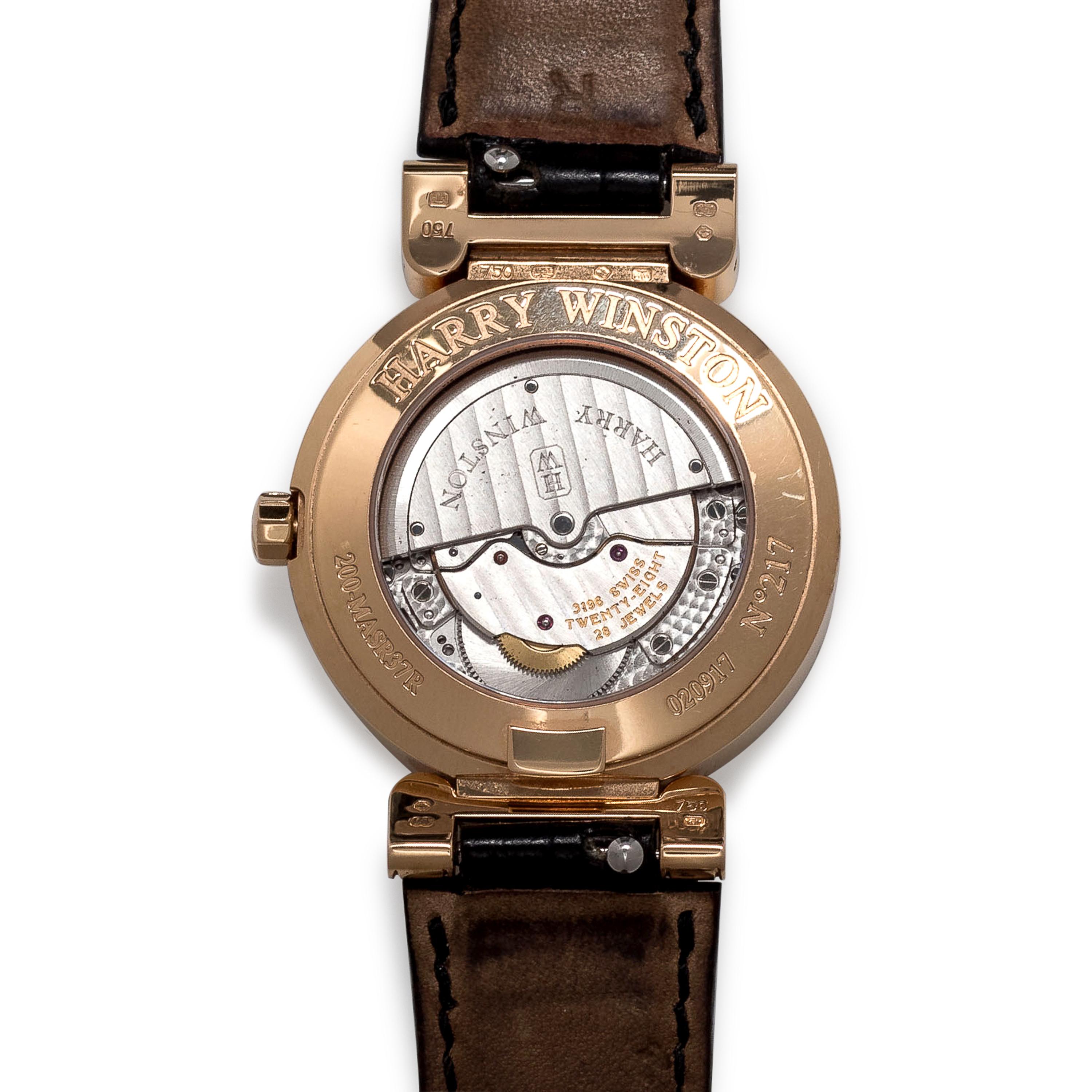 Harry Winston, 18K Pink Gold Ref. 200MASR37R 'Premier Excenter' Wristwatch